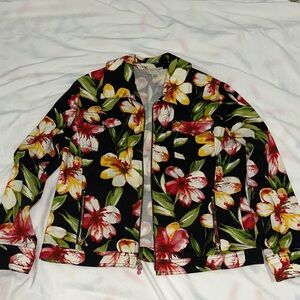 Floral Women's Jacket - Black, Red, Yellow